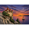 Moonlit Castle by Sunset Sea