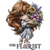 Florist Chibi Mädchen Blumenstrauß Geschenk
