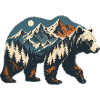 Bear and Mountains Silhouette