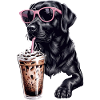 Coffee Dog with Pink Sunglasses