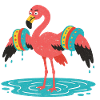 Flamingo with water wings