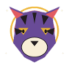 Geometric Purple Wolf Head