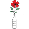 Blume rot in Weinflasche