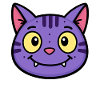 Purple Cat Cartoon Face Tee