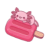 Cute Axolotl Chilling On Red Icelolly