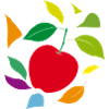 Minimalistischer Apfel mit Blättern