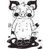 Mud Pig Cartoon Watering Hole