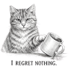 I Regret Nothing Funny Cat Sketch