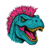 Punk tyrannosaurus with a mohawk