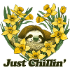 Just Chillin Sloth in Daffodil Heart