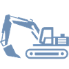 Bagger-Konturen: Silhouette eines Baugeräteführers