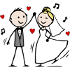Wedding couple cartoon dancing