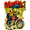 Monstre vert à moto – Style comic