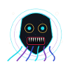 Alien Neon Face with Circular Rings