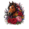 Pferd mit Blumenkranz
