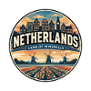 Retro Netherlands Windmill Canal Badge