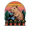 Capybara Gardener Sunset Cute