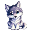 Cuddly wolf puppy with blue eyes