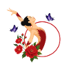 Dancing ballerina with a red circle