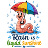 Regenwurm mit buntem Regenschirm