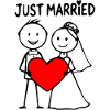 Wedding Couple Cartoon Heart Just Married