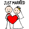 Bruidspaar Cartoon Heart Net Getrouwd