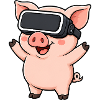 Cute Cartoon Pig Virtual Reality Gamer