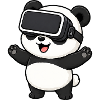 Cute Panda Gamer Cartoon Virtual Reality