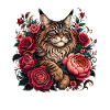 Katzenporträt im Blumenkreis