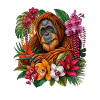 Orangutan im Tropenblütenwald