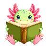 Kawaii Axolotl Reading a Book – Cute