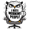 Morgenmuffel Eule mit Kaffee