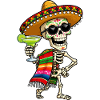 Fiesta Skeleton with Sombrero and Margarita