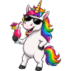 Regenbogenunikorn mit Sonnenbrille
