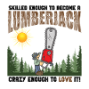 Dessin animé du bûcheron fou