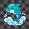 Cheerful dolphin over waves