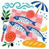 Sardinen-Picknick Mittelmeer-Illustration