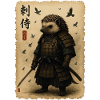 Igel-Samurai auf Pergament