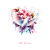 Aquarell-Taube mit Floral Burst