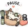 Katzenpause: Kaffeepause im Körbchen