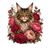Chat dans une couronne de fleurs