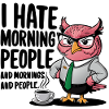 Business-Eule im Anzug mit Kaffee