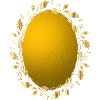 Golden ornament with mistletoe wreath