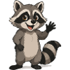 Winkender Waschbär Cartoon Motiv