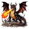 Dragon noir debout sur les squelettes de casse-cou