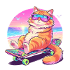 Katze Skateboard Sonnenbrille