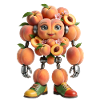 Niedlicher Pfirsichfrucht-Roboter mit Blumen