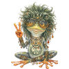 Aquarell-Design: Hippie-Frosch mit Peace-Zeichen