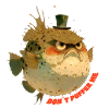 Grumpy puffer fish with top hat