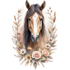 Braunes Pferd mit Rosen
